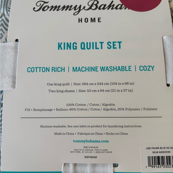 Tommy Bahama 3 piece Quilted King Bedding Set - Picture 6 of 9
